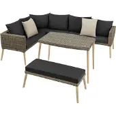 TecTake Aluminium Rattan Lounge Lounge Pula wetterfest und UV-beständig Dicke der Sitzpolster 8 cm