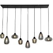 Steinhauer Pendelleuchte Reflexion 8-flammig Schwarz Matt/ Rauchglas 145x30cm