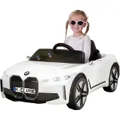 Actionbikes Motors Kinder Elektro Auto BMW i4 | Kinderfahrzeug - Elektroauto mit Fernbedienung - Bluetooth - USB - MP3 - AUX - Ab 3 Jahre (Weiß)
