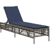 Syfax Sonnenliege mit Kissen Grau Poly Rattan