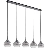 LUCANDE Hängeleuchte Jarven, 5-flammig, schwarz, Glas