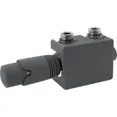LuxeBath Ventil-Armaturen Set Multiblock, Anthrazit, Universal Eck- und Durchgangsform inkl. Thermostatkopf mit Mittelanschluss