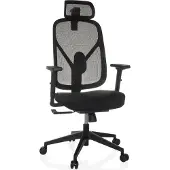 Hjh OFFICE Profi Bürostuhl RALOO ECO Ergonomischer Schreibtischstuhl mit Armlehnen (höhenverstellbar) Stoff / Netzstoff Schwarz Drehstuhl für Büro, Zuhause