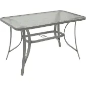 Degamo Gartentisch Esstisch Glastisch Tisch 120x70cm, Metall grau + Sicherheitsglas