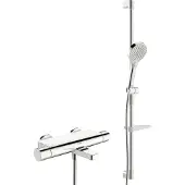 Hansa HANSAOPTIMA Wannen- und Brausearmatur, Thermostat, inklusive mit Brausestangengarnitur, chrom, 48372331