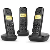 Gigaset A170 Trio, Analoges/DECT-Telefon, Kabelloses Mobilteil, 50 Eintragungen, Anrufer-Identifikation, Schwarz