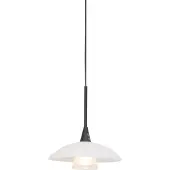Steinhauer Pendelleuchte Tallerken 1-flammig Leuchte schwarz matt / Glas weiß matt / Transparent matt 18x18cm
