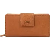Cluty cognacfarbene Damen Geldbörse 18x10x4 cm mit RFID-Schutz und 18 Kartenfächern