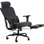 CLP Bürostuhl Leesburg ergonomisch 3D-Armlehnen Lordosenstütze Fußstütze schwarz/schwarz