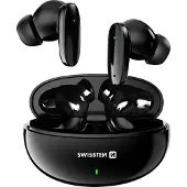 Swissten , Kabellose Bluetooth 5.3 Kopfhörer Laufzeit 6h mit Ladebox, Schwarz