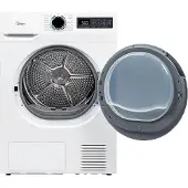 Midea MD110H80B-D, Freistehend, Frontlader, Wärmepumpe, Weiß, Tasten, Drehregler, Rechts