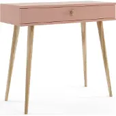 Bettso Schminktisch Konsolentisch mit Schublade auf hohen Holzbeinen für Schlafzimmer, Jugendzimmer 90 x 80 cm IKON Rosa