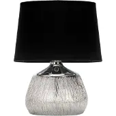Licht-Erlebnisse Nachttischleuchte Keramik Stoff E14 25 cm Chrom Schwarz rund Modern Keramiklampe