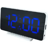 Caliber Slim-line Digitaler Wecker - Dualer Wecker - Großes blaues Display - USB-Anschluss (HCG021)