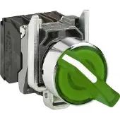 Schneider Electric Leuchtwahlschalter, Harmony XB4, Metall, 22mm, grün, universelle LED, 3 Stellungen, 1S+1Ö, 24V ACDC XB4BK133B5