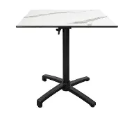 Restootab Klappbarer Terrassentisch im Compact HPL-Marmordekor weiß 70 x 70