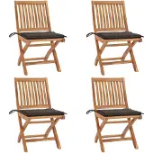 Syfax Klappbare Gartenstühle mit Kissen 4 Stk. Massivholz Teak