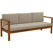 Miliboo - Gartensofa 3-Sitzer Massivholz und abziehbare Kissen in Taupe B190 cm AKIS