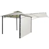 Mendler Pergola MCW-F94, Garten Pavillon, Stahl bewegliche Seitenwand 2,5x2,5m creme-beige