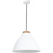 Licht-Erlebnisse Pendelleuchte Vintage "Skal" Weiß Metall Holz Hängelampe Wohnzimmer Esszimmer Esstisch