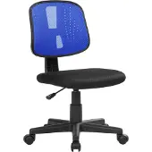 Dmora Bürostuhl Nowra, Arbeitsbürostuhl, Ergonomischer Bürositz, 49x43h81/93 cm, Schwarz und Blau