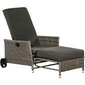 Merxx Komfort Deckchair, inkl. Kissen und Fußhocker, durch Gasdruck verstellbar - Stahl/Kunststoffgeflecht