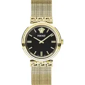 Versace VETCA0724 Mythos schwarz gold Edelstahl Armband Uhr Damen NEU