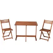 Merxx Balkonset Porto 3tlg., 2 Klappstühle, Klappentisch 90 x 60 cm - Eukalyptus