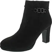 Tamaris High-Heel-Stiefelette , Damen, Gr. 38, Synthetik Textil, schwarz, Veloursleder, unifarben, Schuhe High-Heel-Stiefelette, Businessschuh, High-Heel-Stiefelette mit dezenter Verzierung, Topseller