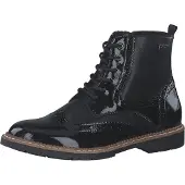 s.Oliver Damen Stiefelette Lack Brogue Schnürboot Lochmuster 5-25255-43, Größe:37 EU, Farbe:Schwarz