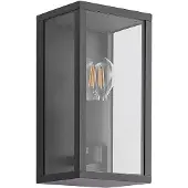 LINDBY Außenwandleuchte Peldar, anthrazit/klar, 26cm, Metall