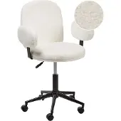 Beliani Bürostuhl Cremeweiß Bouclé-Stoffbezug Höhenverstellbar Drehbar mit Sicherheitsrollen Armlehnen hohe Rückenlehne für Home Office Büro