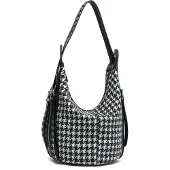 Collezione alessandro Rucksackhandtasche Hahnentritt als Rucksack und Schultertasche in schwarz-weiss von