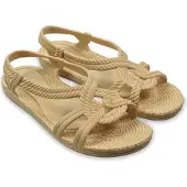 Brasileras Damen, Kinder Mädchen Zehensandalen rutschfester bequem schuhe strand/schwimmbad/stadt beige 26 EU - UBKEMA