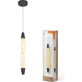 Ledvance LECVANCE Decor Swirl Pendelleuchte Vert aus geschwungenem Polycarbonat mit LED und Filament-Design, 18 W, 1800 lm, 3000 K, 830 warmweiß, Click dimmbar, dunkelgrau, Kunststoff (PC), 15 mm, IP20