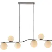 LINDBY Hängelampe Avalyn, nickelfarben, Glas, 110 cm, E14