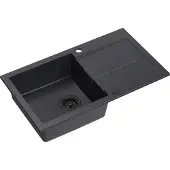Quadron Spülbecken 1-Becken Spüle | Größe: 78 x 45 x 18,5 cm | CHRISTIAN 111 | Küchenspüle Granitspüle aus GraniteQ mit Siphon | Schwarz