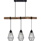 LINDBY Hängeleuchte Eldarion, 90 cm, 3-flammig, Holz, E27