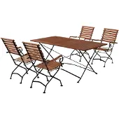 Merxx Gartenmöbelset Schlossgarten 5tlg., 4 Klappsessel, 1 Klapptisch 160 x 90 cm - Flachstahl/Eukalyptus