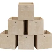 Songmics 6er Set, Ordnungsboxen aus Vliesstoff mit Griff, Boxen Aufbewahrung