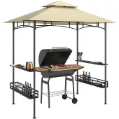 Outsunny Grillpavillon 240 x 150 x 257cm wasserdicht flammhemmend Gartenpavillon
