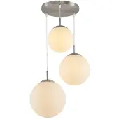 LINDBY Hängeleuchte Heleska, weiß, Glas, 3-flg., Ø 47cm