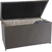 Mendler Poly-Rattan Kissenbox MCW-D88, Gartentruhe Auflagenbox Truhe Premium grau, 80x160x94cm 950l