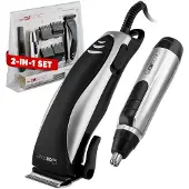 Clatronic Haarschneidemaschine-Set mit Nasenhaarentferner | 3 - 12 mm | Stufenlose Schnittlängenregulierung | Edelstahl-Scherkopf | HSM 3441 NE