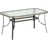 Merxx Gartentisch "Roma" 150 x 80 cm - Aluminiumgestell Graphit mit Kunststoffgeflecht Natur