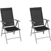 Merxx Gartensessel Amalfi schwarz 2er Set, klappbar - Aluminium/Textil