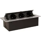 ORNO Tisch-Einbausteckdose 3fach silber-schwarz 2500W