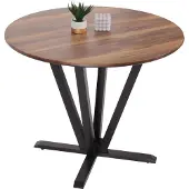 Mendler Bistrotisch MCW-M56, Tisch Esstisch, Massiv-Holz HPL Laminat Melamin Ø92cm, Sheesham Holz-Optik, dunkles Gestell