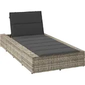 Syfax Sonnenliege mit schwebender Auflage Hellgrau Poly Rattan