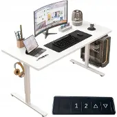 Rebiko Elektrisch verstellbarer Schreibtisch 140 x 60 cm Höhenverstellbar Gaming Weiß